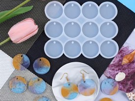 Molde silicona 12 dijes redondos resina 